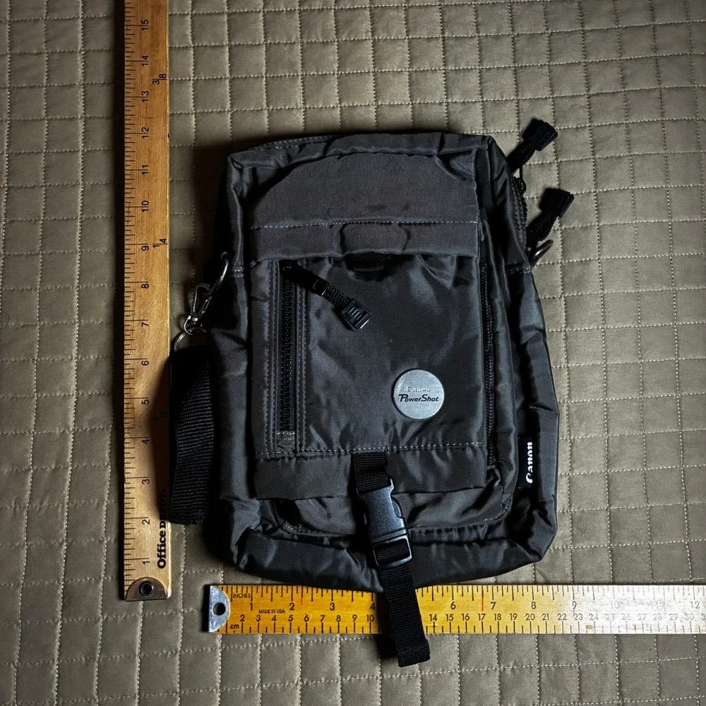 Canon‎ PowerShot Camera Bag Charcoal Gray Nylon Crossbody Shoulder Tech Case